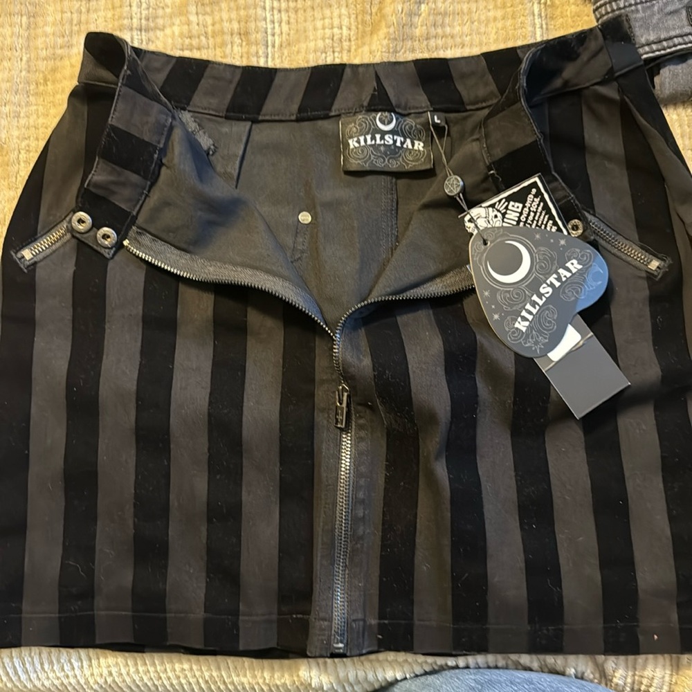 Killstar Black Striped Women's Skirt